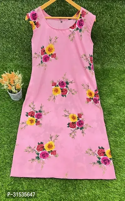 Attractive Pink Printed Crepe Kurta For Women