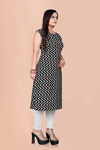 Stylish Black Crepe Zig Zag Straight Stitched Kurta For Women-thumb1