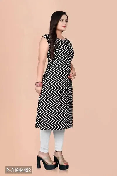 Stylish Black Crepe Zig Zag Straight Stitched Kurta For Women-thumb2