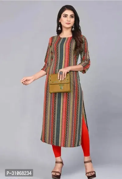 Elegant Striped Crepe Kurta For Women And Girls-thumb0