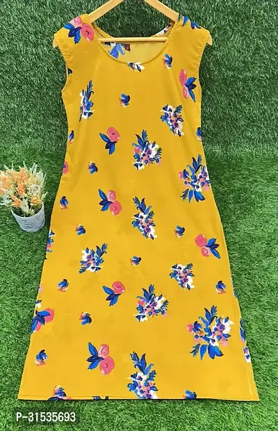 Attractive Yellow Printed Crepe Kurta For Women