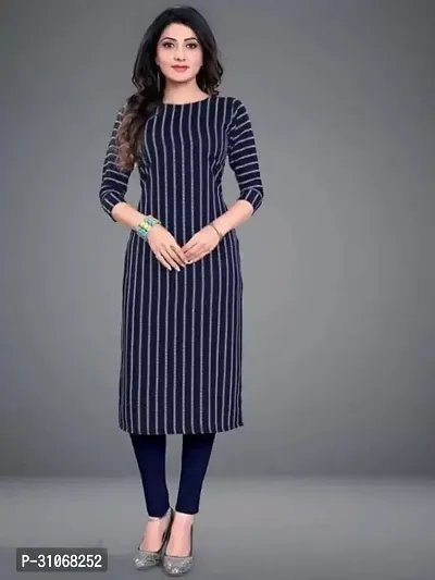 Elegant Striped Crepe Kurta For Women And Girls-thumb0