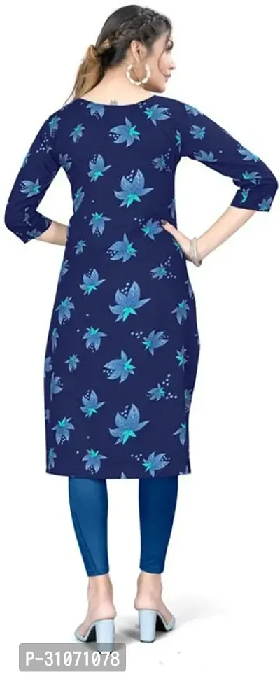 Stylish Blue Crepe Printed Kurta For Women-thumb2