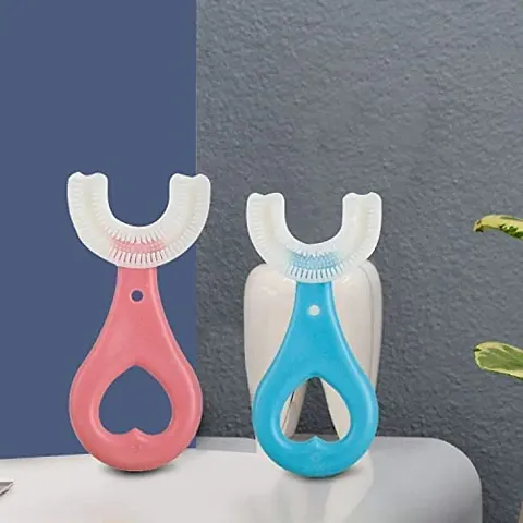 Trendy and Safe U Shaped Toothbrush For Kids , Manual U Type 360 Degree Soft Silicon