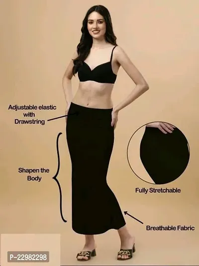 Stylish Black Polyester Solid Saree Shapewear For Women