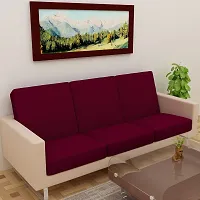 Terry Cloth Elastic Sofa Seat Cover 3 Seater | Flexible Stretchable Sofa Protector (Color: Maroon, Size: 23 Inch x 23 Inch), Pack of 06-thumb2