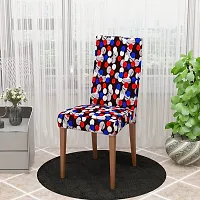Glassiano Polyester Spandex Removable Adjustable Washable Short Dining Chair Cover for 2 Chairs | Elastic Stretchable Seat Protector Slipcover for 2 Chairs (Print 19) (Pack of 2)-thumb3