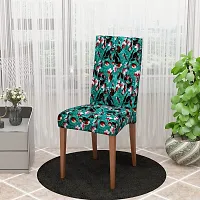 Glassiano Polyester Spandex Removable Adjustable Washable Short Dining Chair Cover for 2 Chairs | Elastic Stretchable Seat Protector Slipcover for 2 Chairs (Print 11) (Pack of 2)-thumb3