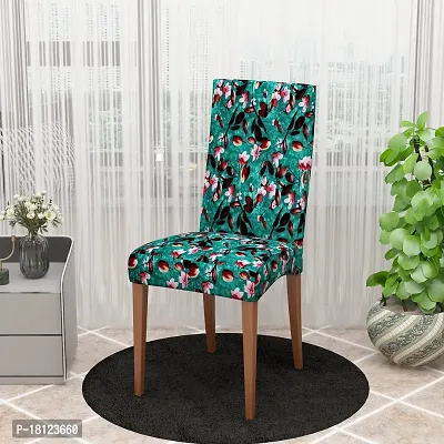 Glassiano Polyester Spandex Removable Adjustable Washable Short Dining Chair Cover for 2 Chairs | Elastic Stretchable Seat Protector Slipcover for 2 Chairs (Print 11) (Pack of 2)-thumb4