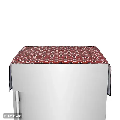 Glassiano Black Polka Dot Red Colored Printed Designer Fridge Top Cover-thumb2