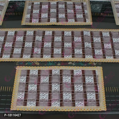 Glassiano PVC Printed Table Mat with Table Runner for Dining Table 6 Seater, Multicolor (1 Table Runner and 6 Mats) SA41-thumb3