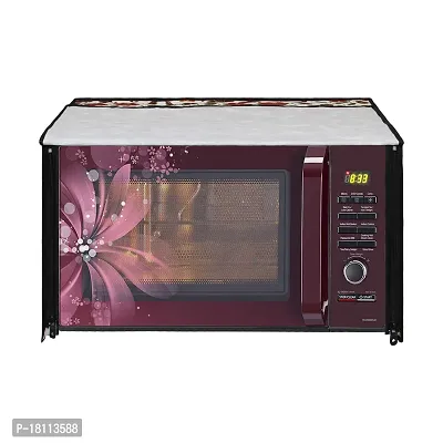 Glassiano White Floral Printed Microwave Oven Cover for LG 32 Litre Convection Microwave Oven MC3286BRUM, Black-thumb5