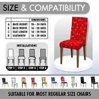 Glassiano Polyester Spandex Removable Adjustable Washable Short Dining Chair Cover for 2 Chairs | Elastic Stretchable Seat Protector Slipcover for 2 Chairs (Print 34) (Pack of 2)-thumb4