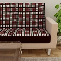 Terry Polycotton Printed Sofa Seat Protector | Flexible | Stretchable | Elastic | Sofa Cover | Sofa Protector Three Seater | Color- Brown  White (Size: 23 inch X 23 inch) Pack of 6-thumb3