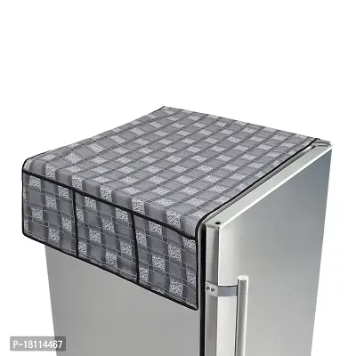 Glassiano Grey Checkered Printed Designer Fridge Top Cover