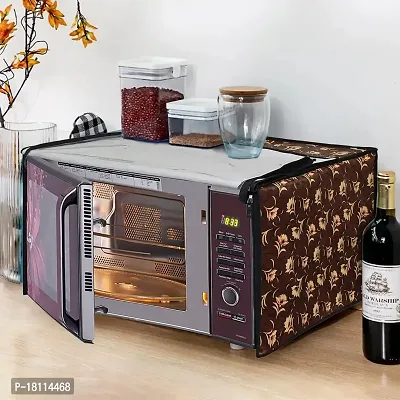 Glassiano Floral Brown Printed Microwave Oven Cover for LG 28 Litre Convection Microwave Oven MC2846BCT