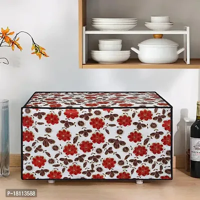 Glassiano White Floral Printed Microwave Oven Cover for LG 32 Litre Convection Microwave Oven MC3286BRUM, Black-thumb3