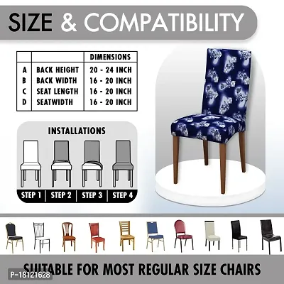 Glassiano Polyester Spandex Removable Adjustable Washable Short Dining Chair Cover for 2 Chairs | Elastic Stretchable Seat Protector Slipcover for 2 Chairs (Print 37) (Pack of 2)-thumb5