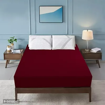 Glassiano Luxury Being Terry Cloth Fitted Mattress Protector Single Bed | Waterproof Ultra Soft Mattress Cover | Hypoallergenic Bed Cover 36X72 inch (MAROON)-thumb0