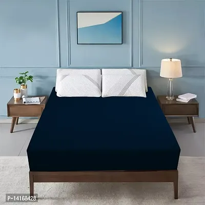 Glassiano Luxury Being Terry Cloth Fitted Mattress Protector Single Bed | Waterproof Ultra Soft Mattress Cover | Hypoallergenic Bed Cover 48X75 inch (NAVY BLUE)