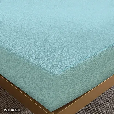 Glassiano Luxury Being Terry Cloth Fitted Mattress Protector Single Bed | Waterproof Ultra Soft Mattress Cover | Hypoallergenic Bed Cover 72X80 inch (SKY BLUE)-thumb5