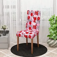 Glassiano Polyester Spandex Removable Adjustable Washable Short Dining Chair Cover for 2 Chairs | Elastic Stretchable Seat Protector Slipcover for 2 Chairs (Print 31) (Pack of 2)-thumb3