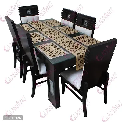 Glassiano PVC Printed Table Mat with Table Runner for Dining Table 6 Seater, Multicolor (1 Table Runner and 6 Mats) SA02-thumb2