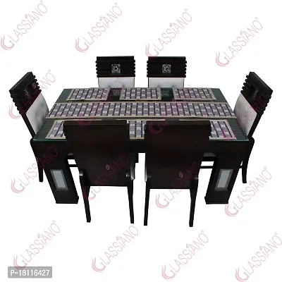 Glassiano PVC Printed Table Mat with Table Runner for Dining Table 6 Seater, Multicolor (1 Table Runner and 6 Mats) SA41-thumb2