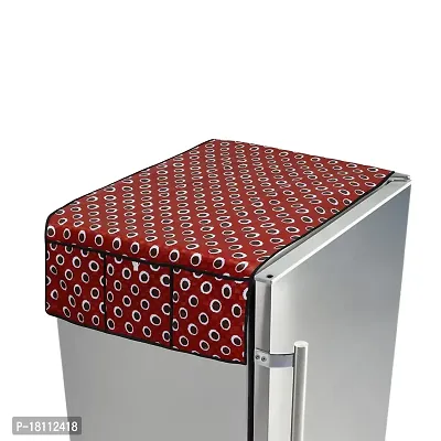 Glassiano Black Polka Dot Red Colored Printed Designer Fridge Top Cover-thumb0