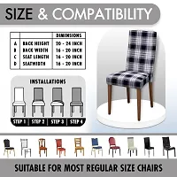 Glassiano Polyester Spandex Removable Adjustable Washable Short Dining Chair Cover for 2 Chairs | Elastic Stretchable Seat Protector Slipcover for 2 Chairs (Print 8) (Pack of 2)-thumb4