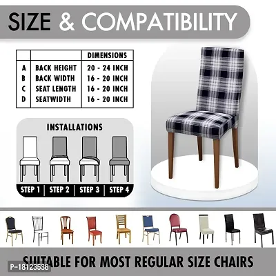 Glassiano Polyester Spandex Removable Adjustable Washable Short Dining Chair Cover for 2 Chairs | Elastic Stretchable Seat Protector Slipcover for 2 Chairs (Print 8) (Pack of 2)-thumb5