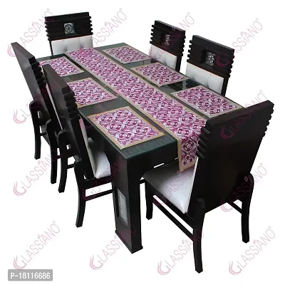 Glassiano PVC Printed Table Mat with Table Runner for Dining Table 6 Seater, Multicolor (1 Table Runner and 6 Mats) SA55-thumb2