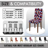 Glassiano Polyester Spandex Removable Adjustable Washable Short Dining Chair Cover for 2 Chairs | Elastic Stretchable Seat Protector Slipcover for 2 Chairs (Print 19) (Pack of 2)-thumb4