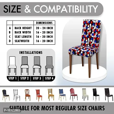 Glassiano Polyester Spandex Removable Adjustable Washable Short Dining Chair Cover for 2 Chairs | Elastic Stretchable Seat Protector Slipcover for 2 Chairs (Print 19) (Pack of 2)-thumb5