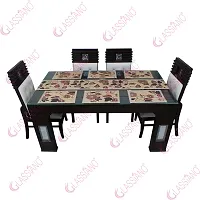Glassiano PVC Printed Table Mat with Table Runner for Dining Table 6 Seater, Multicolor (1 Table Runner and 6 Mats) SA03-thumb3