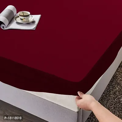 Glassiano Luxury Lucent Terry Cloth Fitted Mattress Protector 30x75 Inches Single Bed | Water Resistant Ultra Soft Mattress Cover | Hypoallergenic Bed Cover (Maroon_Pack of 1)