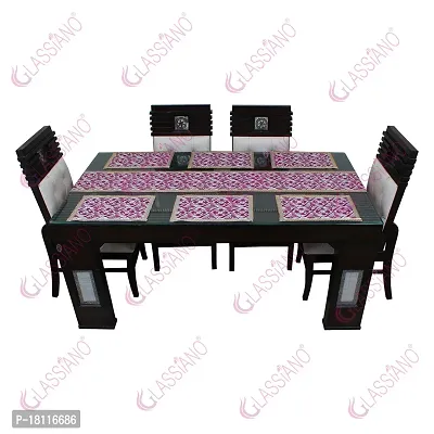 Glassiano PVC Printed Table Mat with Table Runner for Dining Table 6 Seater, Multicolor (1 Table Runner and 6 Mats) SA55-thumb3