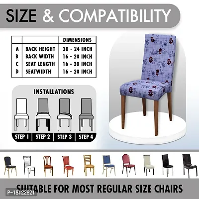 Glassiano Polyester Spandex Removable Adjustable Washable Short Dining Chair Cover for 2 Chairs | Elastic Stretchable Seat Protector Slipcover for 2 Chairs (Print 26) (Pack of 2)-thumb5