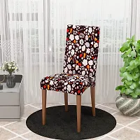 Glassiano Polyester Spandex Removable Adjustable Washable Short Dining Chair Cover for 2 Chairs | Elastic Stretchable Seat Protector Slipcover for 2 Chairs (Print 6) (Pack of 2)-thumb3