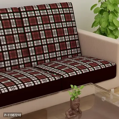 Terry Polycotton Printed Sofa Seat Protector | Flexible | Stretchable | Elastic | Sofa Cover | Sofa Protector Three Seater | Color- Brown  White (Size: 23 inch X 23 inch) Pack of 6-thumb3