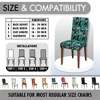 Glassiano Polyester Spandex Removable Adjustable Washable Short Dining Chair Cover for 2 Chairs | Elastic Stretchable Seat Protector Slipcover for 2 Chairs (Print 11) (Pack of 2)-thumb4