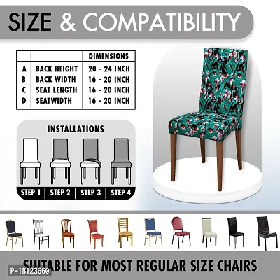 Glassiano Polyester Spandex Removable Adjustable Washable Short Dining Chair Cover for 2 Chairs | Elastic Stretchable Seat Protector Slipcover for 2 Chairs (Print 11) (Pack of 2)-thumb5