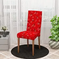 Glassiano Polyester Spandex Removable Adjustable Washable Short Dining Chair Cover for 2 Chairs | Elastic Stretchable Seat Protector Slipcover for 2 Chairs (Print 34) (Pack of 2)-thumb3
