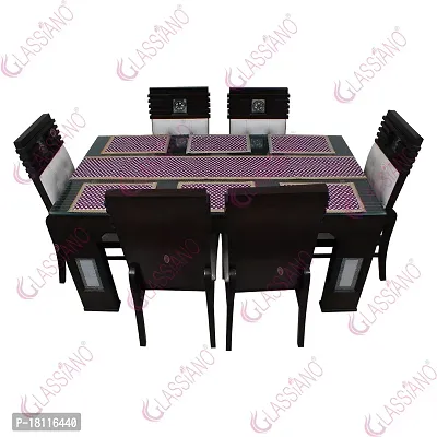 Glassiano PVC Printed Table Mat with Table Runner for Dining Table 6 Seater, Multicolor (1 Table Runner and 6 Mats) SA46-thumb4