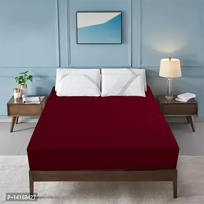 Glassiano Luxury Being Terry Cloth Fitted Mattress Protector Single Bed | Waterproof Ultra Soft Mattress Cover | Hypoallergenic Bed Cover 48X75 inch (MAROON)