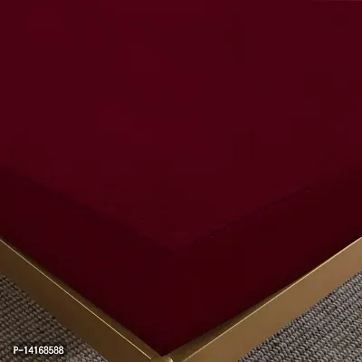 Glassiano Luxury Being Terry Cloth Fitted Mattress Protector Single Bed | Waterproof Ultra Soft Mattress Cover | Hypoallergenic Bed Cover 72X84 inch (MAROON)-thumb5