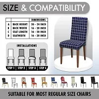 Glassiano Polyester Spandex Removable Adjustable Washable Short Dining Chair Cover for 2 Chairs | Elastic Stretchable Seat Protector Slipcover for 2 Chairs (Print 14) (Pack of 2)-thumb4