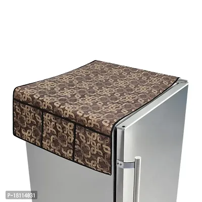 Glassiano Geometric Gold Printed Designer Fridge Top Cover