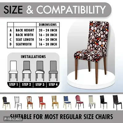 Glassiano Polyester Spandex Removable Adjustable Washable Short Dining Chair Cover for 2 Chairs | Elastic Stretchable Seat Protector Slipcover for 2 Chairs (Print 6) (Pack of 2)-thumb5