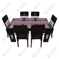 Glassiano PVC Printed Table Mat with Table Runner for Dining Table 6 Seater, Multicolor (1 Table Runner and 6 Mats) SA55-thumb3